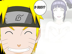Funny hentai sex game. Hero of the Leaf Ninja Village, Naruto got love letter from Hinata. Watch how her dominate her forcefully -  Hinata, on his knees, does elder blowjob and eats his cum