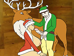 Dirty elf Rupert takes the opportunity to satisfy hot MILF Mrs.Claus. Press and hold left mouse button to perform sexual action. Try not to be caught by Santa and release mouse button when he turns his sight to you.